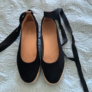 Naturalizer Black Espadrille Flats with Ribbon Ties